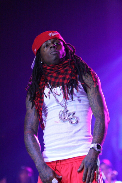 Lil Wayne's Concert Photos-Hat, Scarf, Watch, Chain, Sunglasses, & Tattoos
