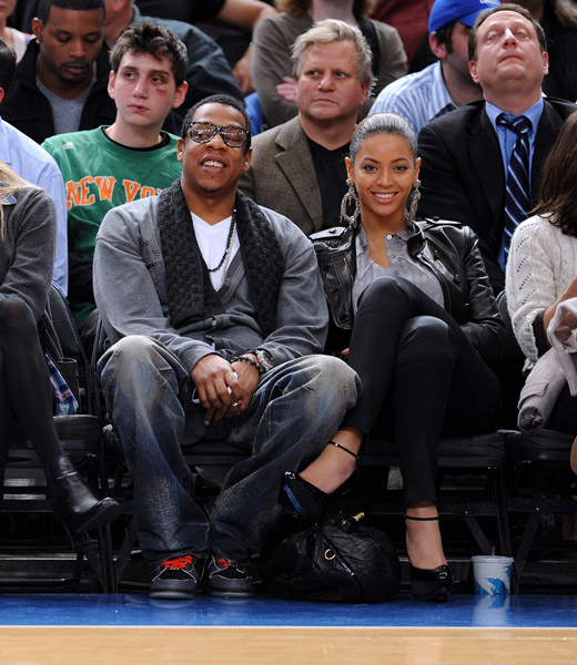 Jay Z and Beyonce at Cleveland Cavaliers vs New York Knicks Game