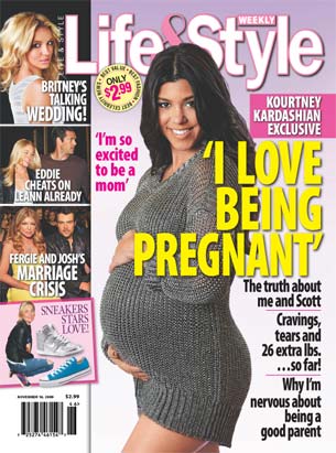 Kourtney Kardashian Pregnant on the Cover of Life and Style Magazine