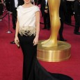 The beautiful Stacy Keibler poses with “Descendants” Oscar Nominee, boyfriend George Clooney, on the red carpet of the Oscars wearing a Marchesa gown. Sandra Bullock also chose a custom Marchesa...