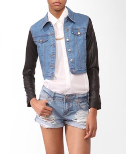 jacket with leather sleeves